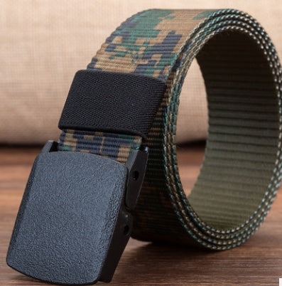 Canvas belt men hypoallergenic canvas belt woven nylon plastic buckle outdoor leisure wholesale