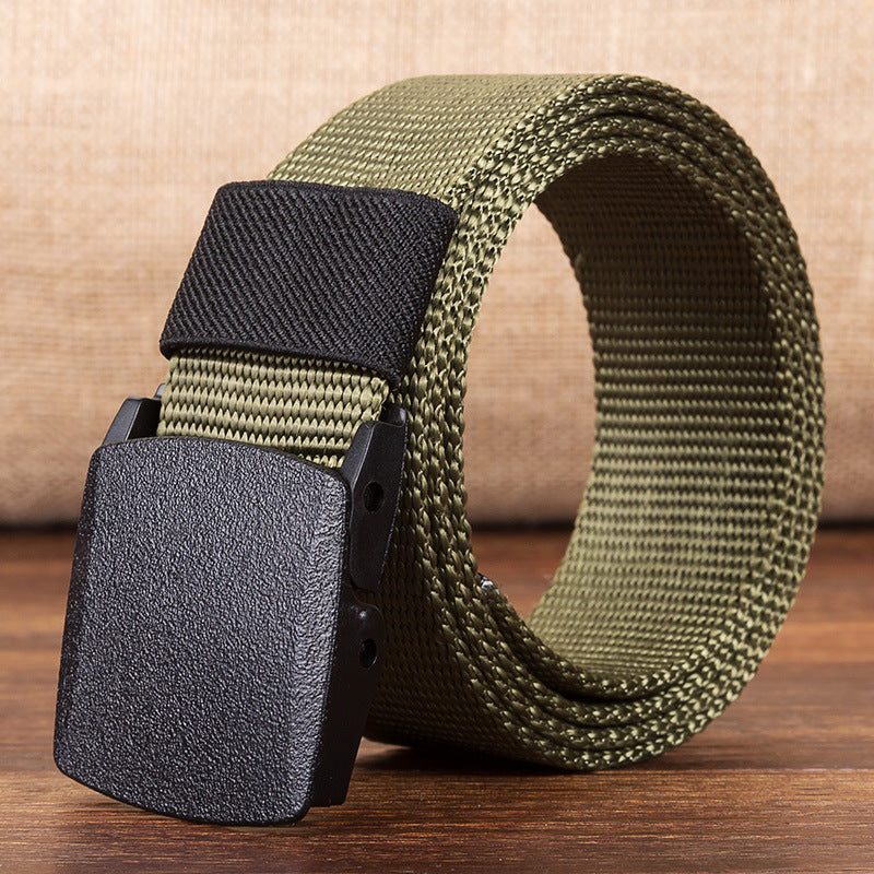 Canvas belt men hypoallergenic canvas belt woven nylon plastic buckle outdoor leisure wholesale