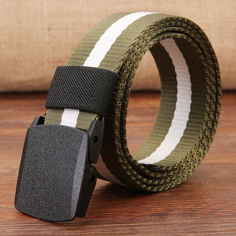 Canvas belt men hypoallergenic canvas belt woven nylon plastic buckle outdoor leisure wholesale